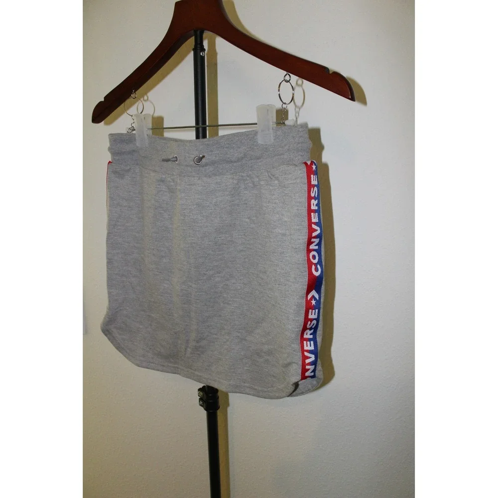 Converse Girls' Gray Logo Tape Sweatshirt Skirt Heather Gray Size L 12-13Y
